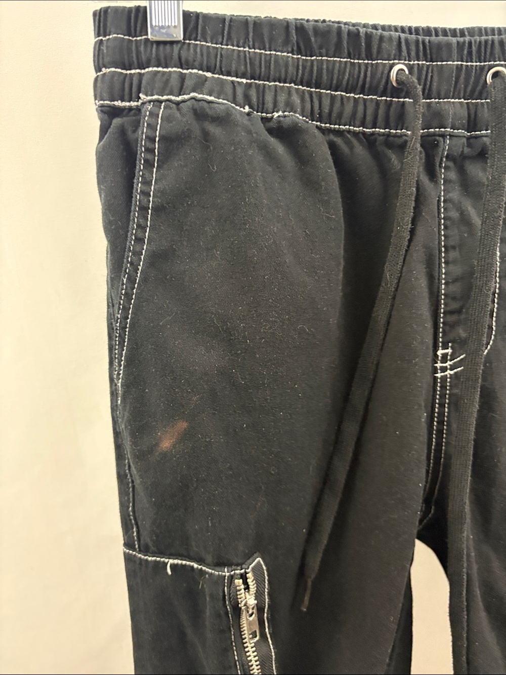 Hot Topic Womens Cargo Skinny Pants Black Pull On‎ Grunge Drawstring Small - Picture 2 of 8